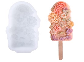 Molde silicona vela o jabon helado con flores 